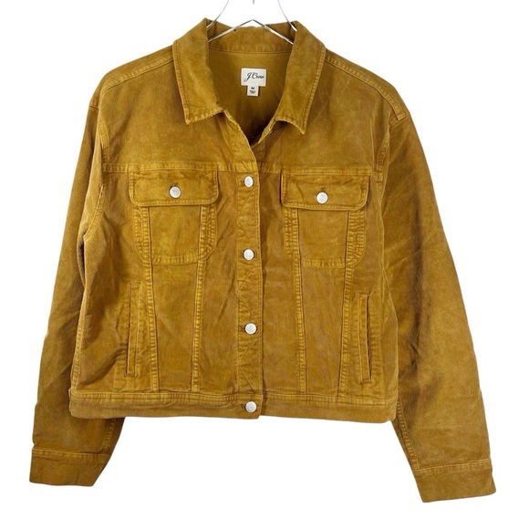 J.CREW Mustard Tan Corduroy Trucker Style Jacket Women's Medium - Picture 2 of 11